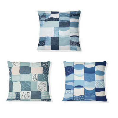 Coussin Ocean Quilt - Imprimé bleu côtier