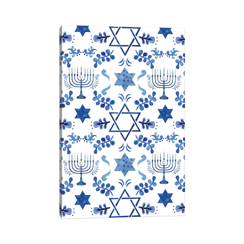 «Indigo Hanukkah» par Victoria Borges, impression sur toile tendue, H 12 po x l 8 po x P 0,75 po