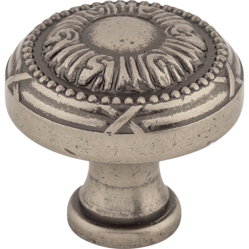 Ribbon 1 1/4" Diameter Round Knob, Pewter Antique
