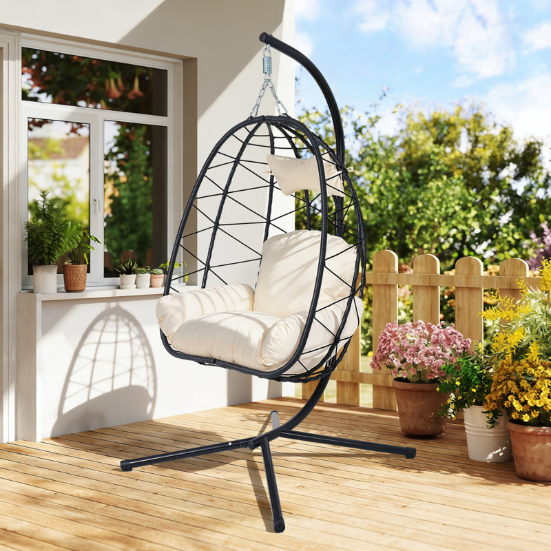 Chaise moderne pliante en métal et osier suspendu pour la maison