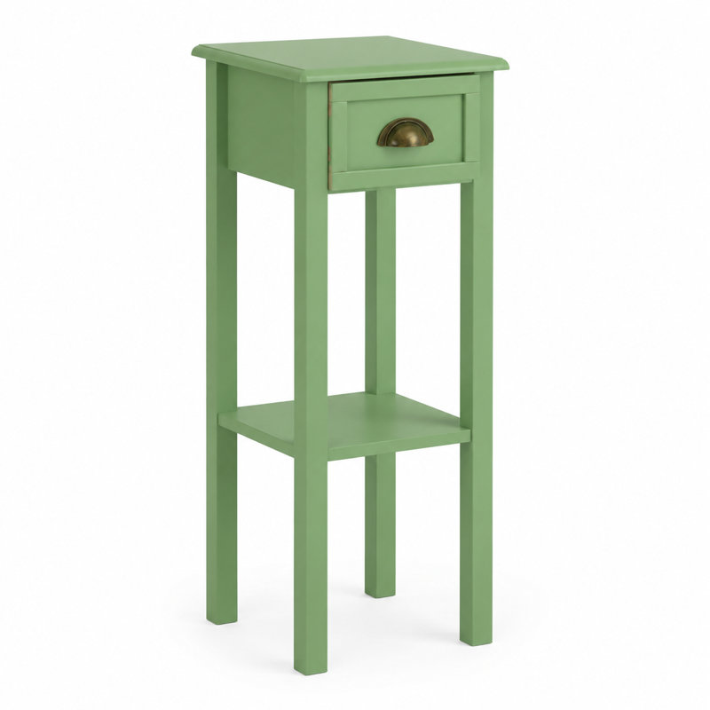 Table d'appoint en bois aggloméré 11,75 po L avec tiroir et base surélevée pour petits espaces