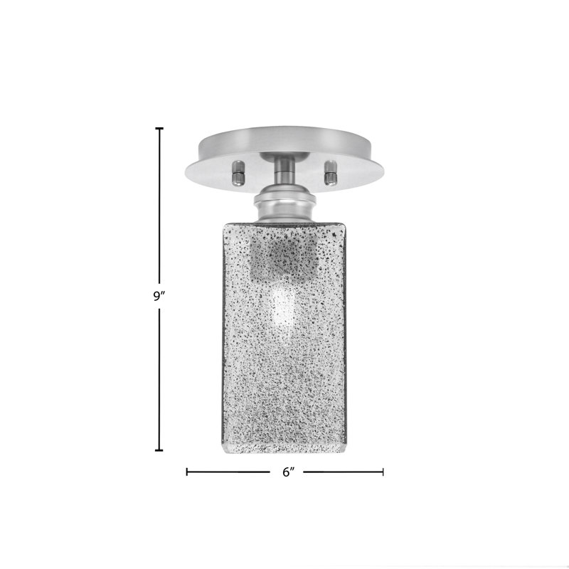 Verre semi-encastré carré 1 lumière Edge, Nickel brossé