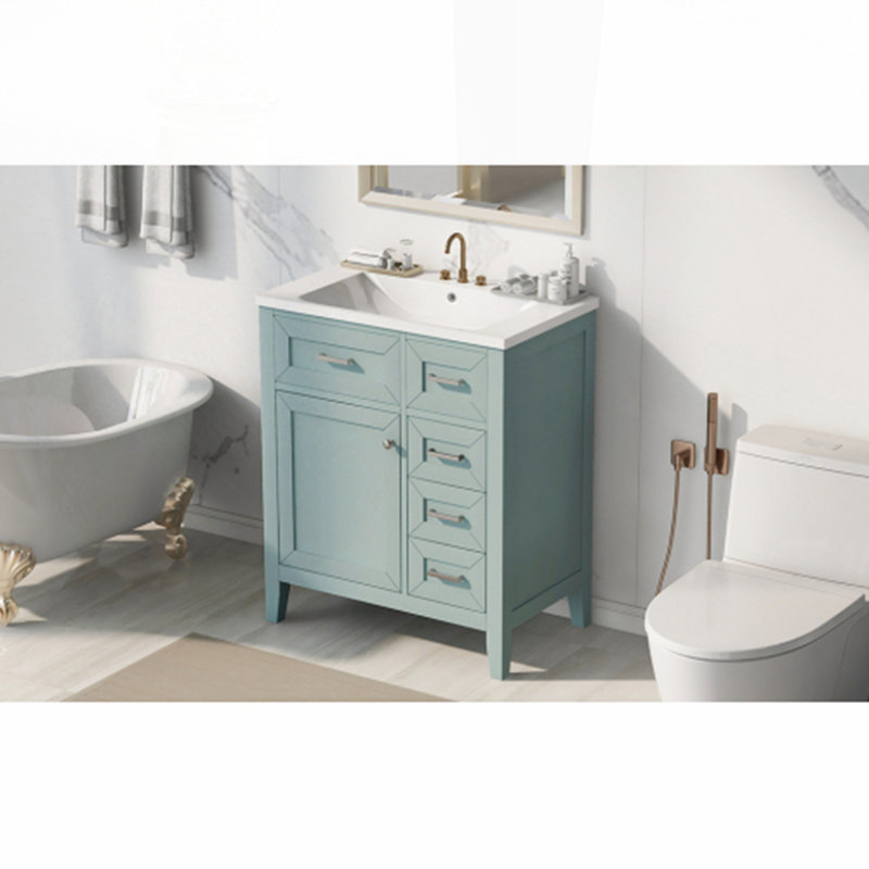 Meuble-lavabo 30 po avec lavabo, Vert / argenté