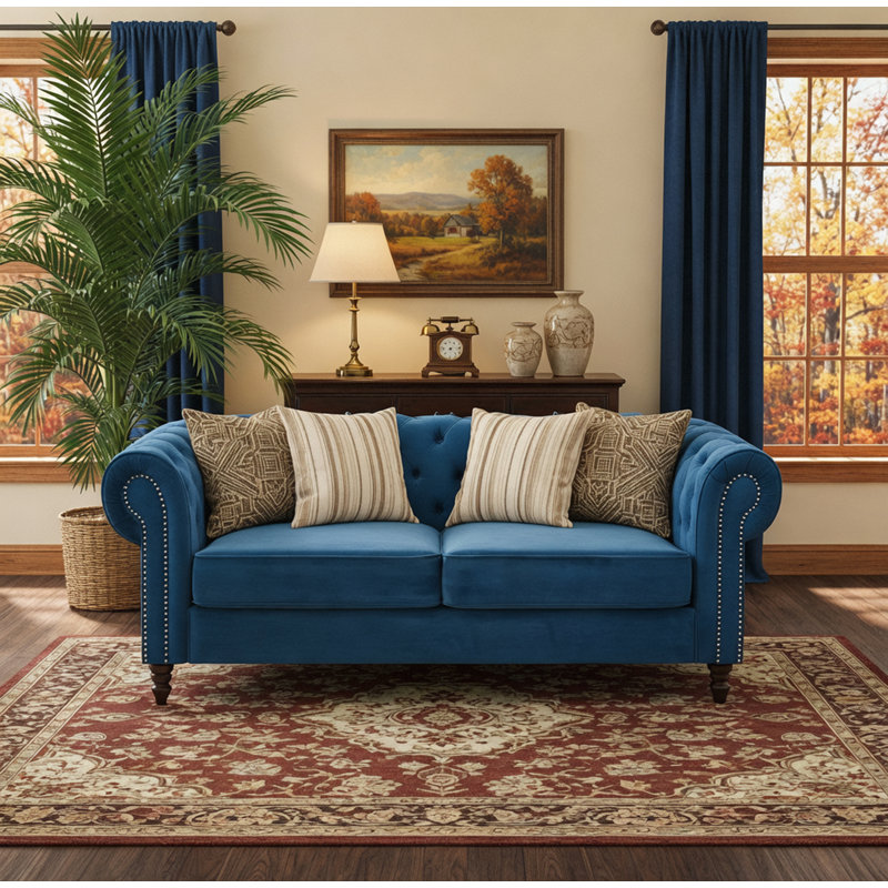 Canapé 65 po en tissu d'ameublement Chesterfield, 65"