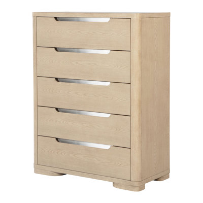 Commode 5 tiroirs pour chambre en orme clair
