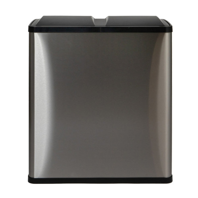Dual Compartment Trash Can / Large Touchless Trash Can with 30 Liter / 8 Gallon Medium Bins, Stainless Steel with Motion Sensor for Trash and Recycling 94537-1