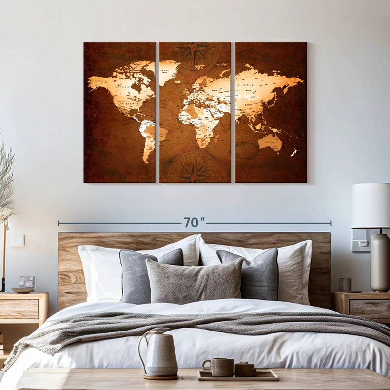 Rare World Map, reproduction d'art sur toile, H 36 po x l 57 po x 1,25 po