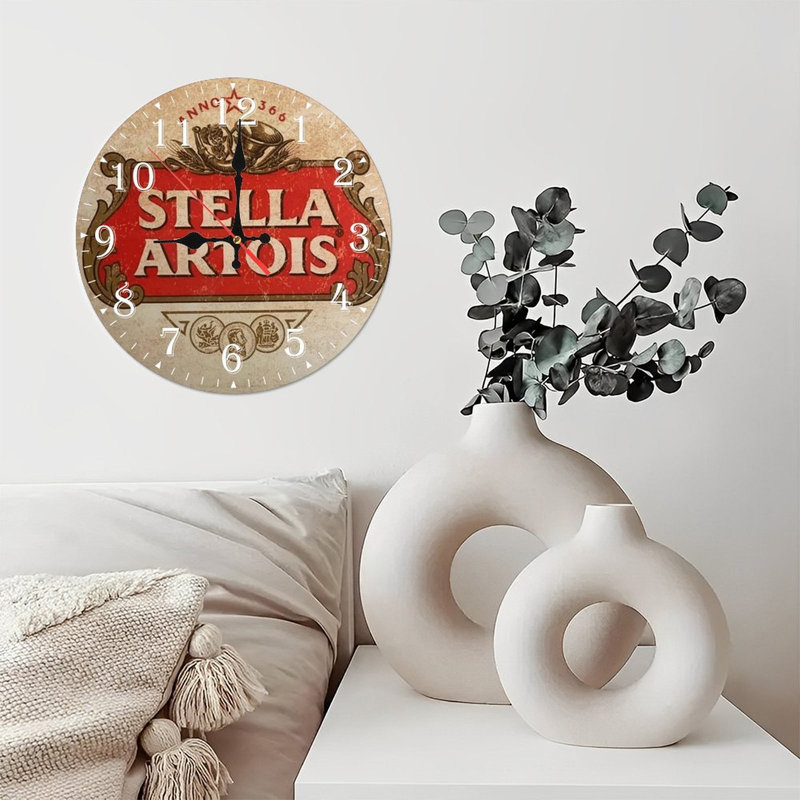 Horloge murale en bois 10 po, mouvement silencieux, à piles (piles AA non incluses), décor artistique, parfait pour les décorations