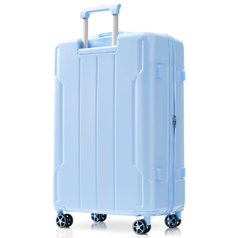 Valise rigide, valises légères et durables en ABS avec roues doubles, bagage à carreaux extensible de 28 pouces (bleu ciel)