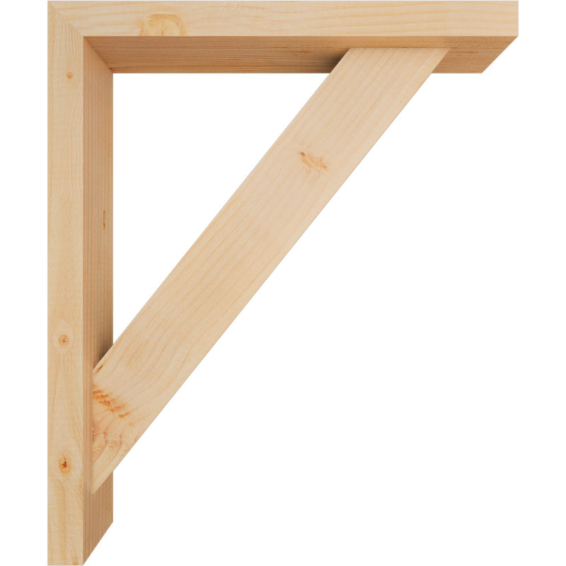 Traditional Block Bracket w/ Offset Brace, 24 x 20, 3 1/2"W Douglas Fir (Smooth)