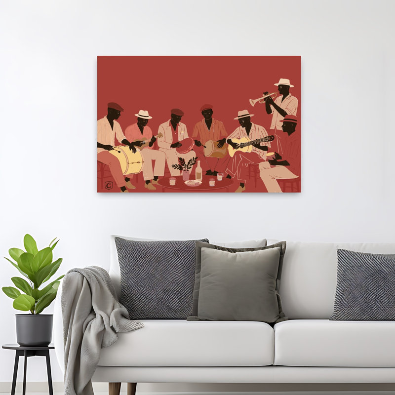 Reproduction d'art rétro rétro Musiciens, 32" H x 48" W