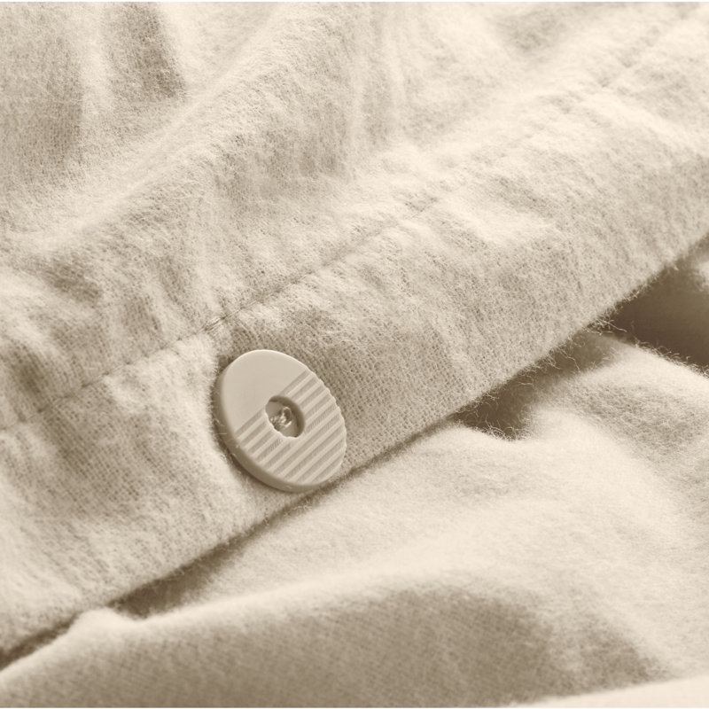 100% Cotton Flannel Duvet Cover Set, Queen Duvet Cover + 2 Standard Shams, Sand