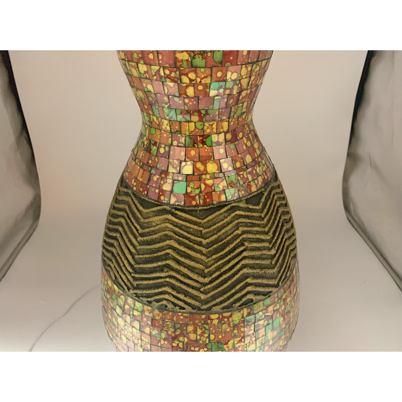 Vase de plancher en terre cuite noir / orange / rouge 24 po
