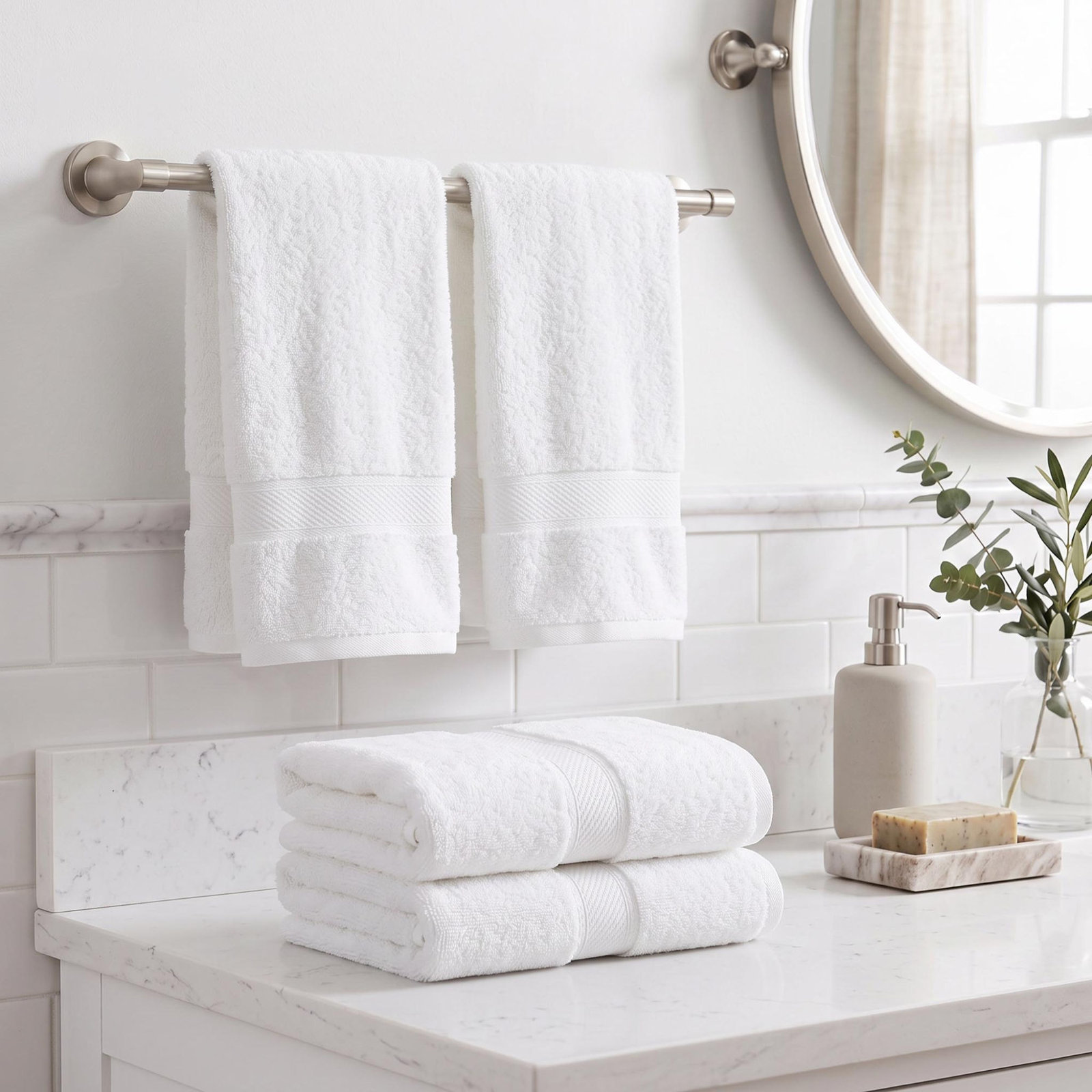Egyptian Cotton Hand Towels, White