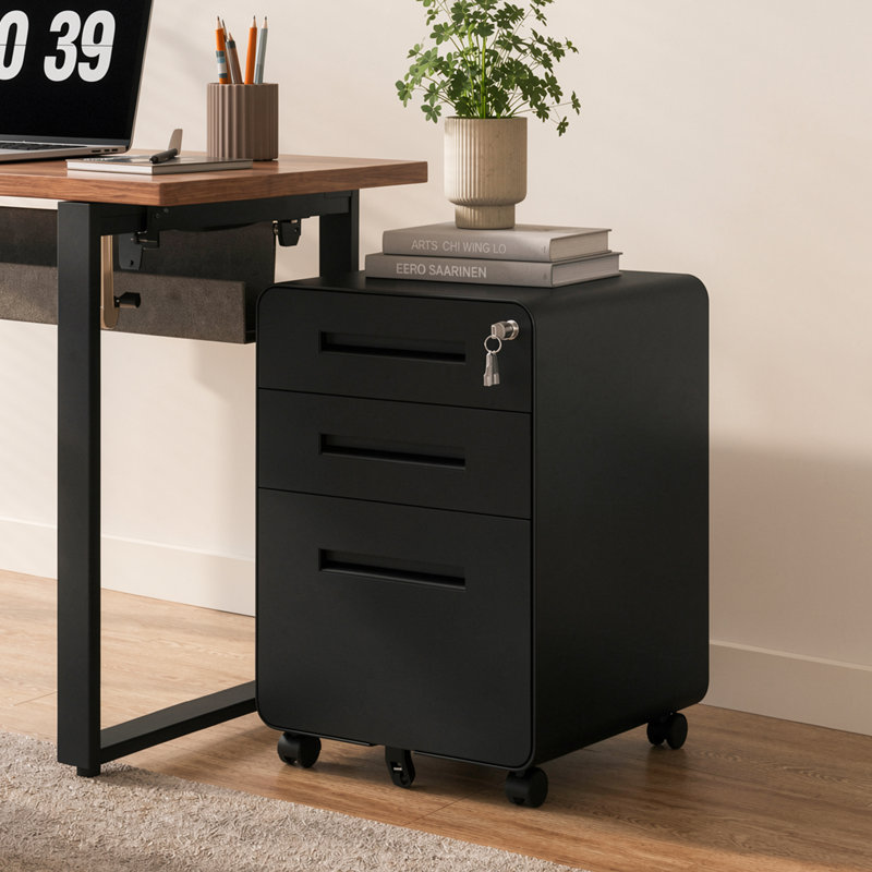 Classeur mobile vertical en métal à 3 tiroirs avec serrure, entièrement assemblé, format légal/lettre, rangement sous bureau.