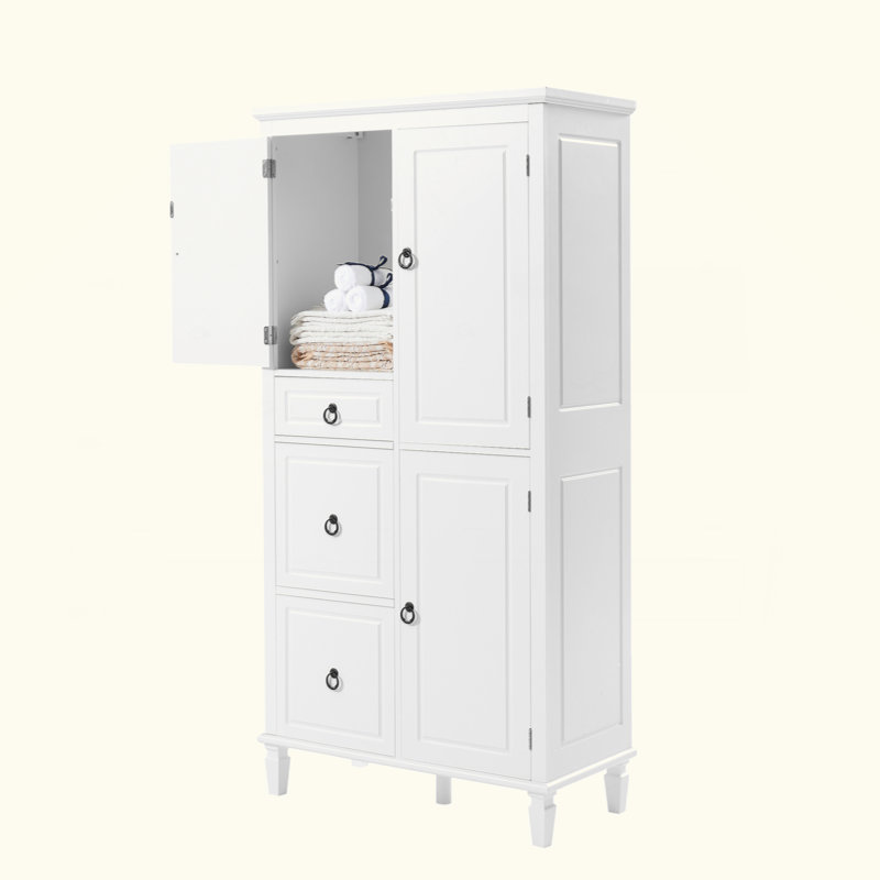Retro Multi-Functional Storage Cabinet With Adjustable Shelves, 3 Drawers, And 3 Enclosed Compartments – Stylish And Versatile Organizer For Living Room, Kitchen,Or Office