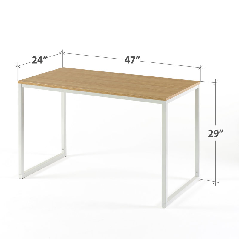 Santrell Metal Base Writing Desk, Natural/White, 29" H x 47" W x 24" D