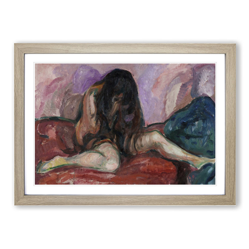 Weeping Nude by Edvard Munch - Picture Frame Painting, Oak, 48cm H x 65cm W x 2cm D