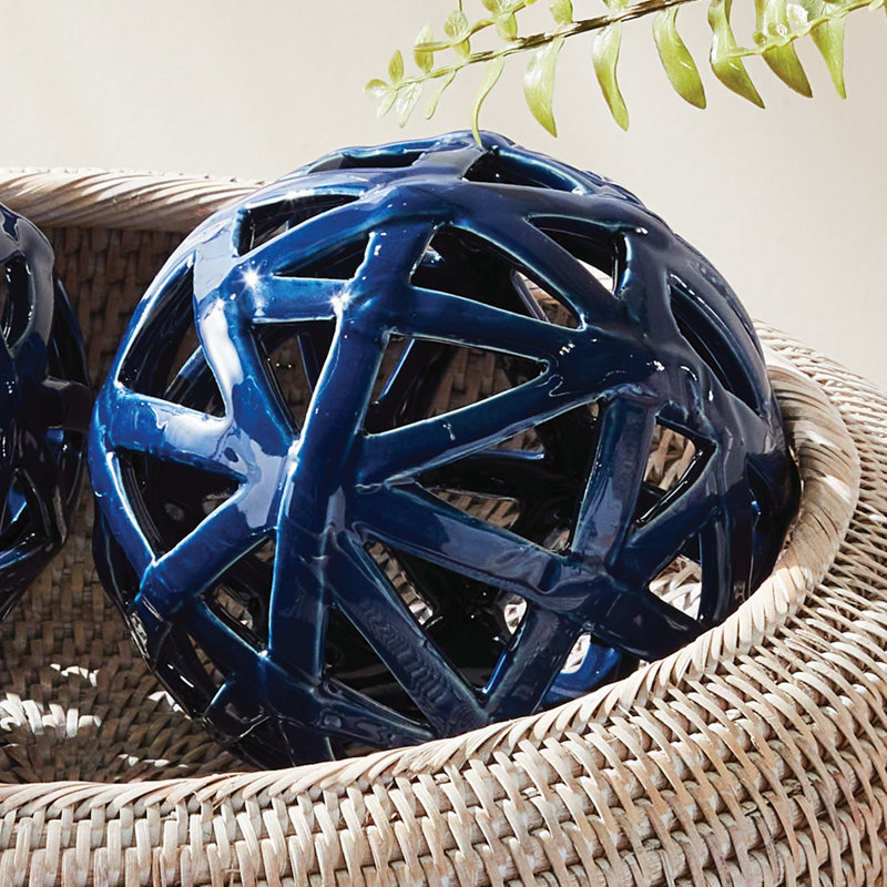 ALICIA METAL ORB, 5" H x 5" W x 5" D, Blue