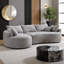Canapé modulaire incurvé moderne en chenille grise avec coussins-392417346