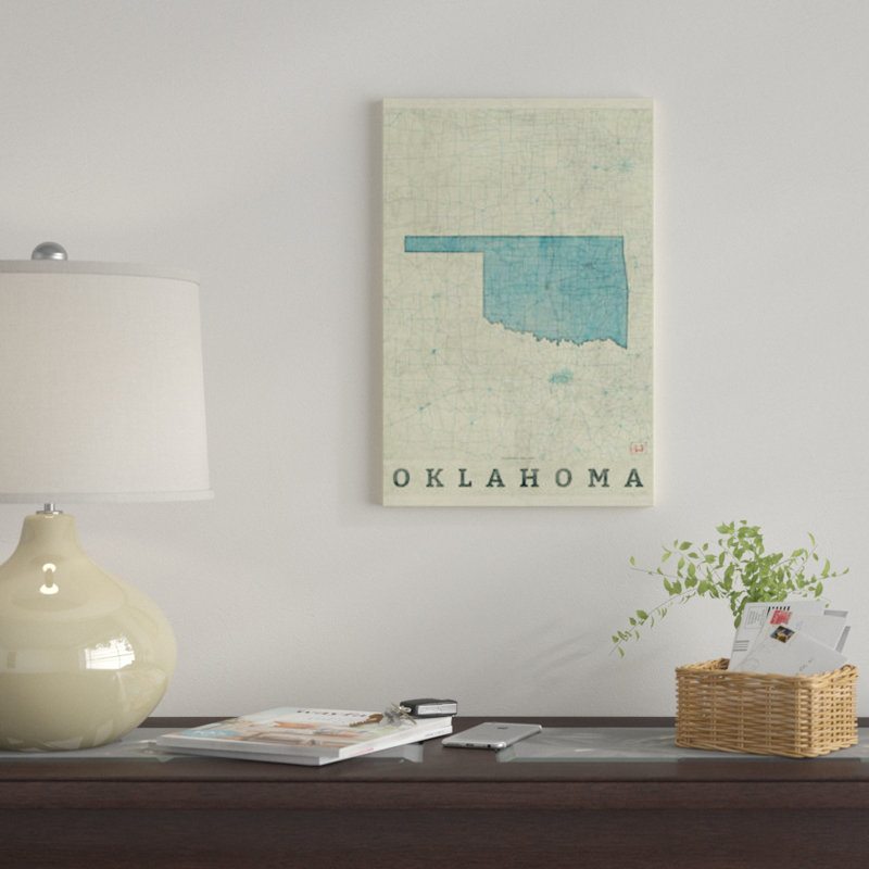 « oklahoma map », impression sur toile, H 26 po x l 18 po x P 1,5 po, Toile tendue, Pas de tapis