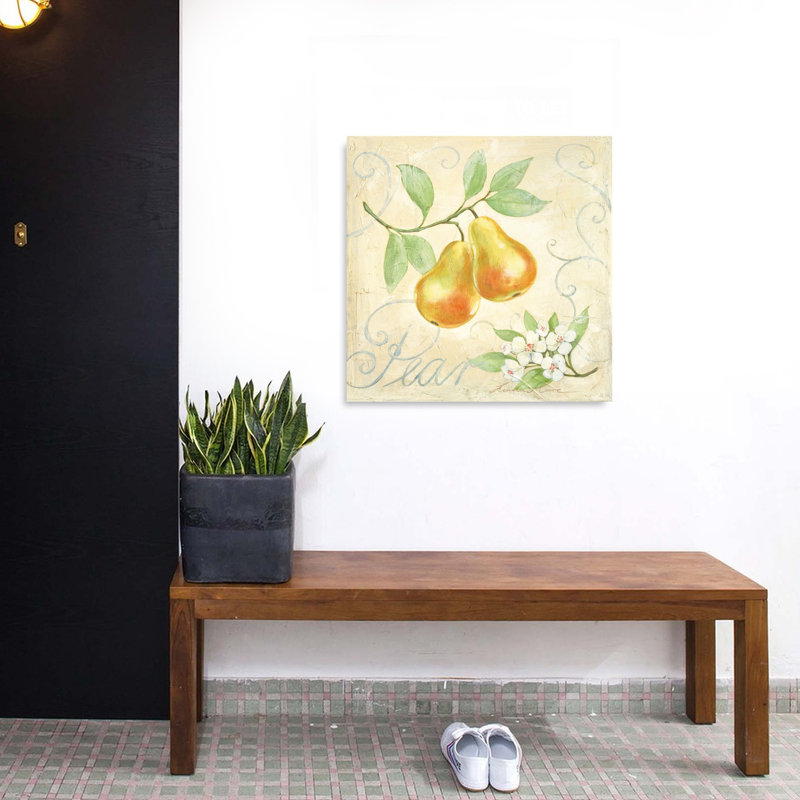 Poires et fleurs, art mural abstrait nature rustique et fruit, 32" H x 32" W