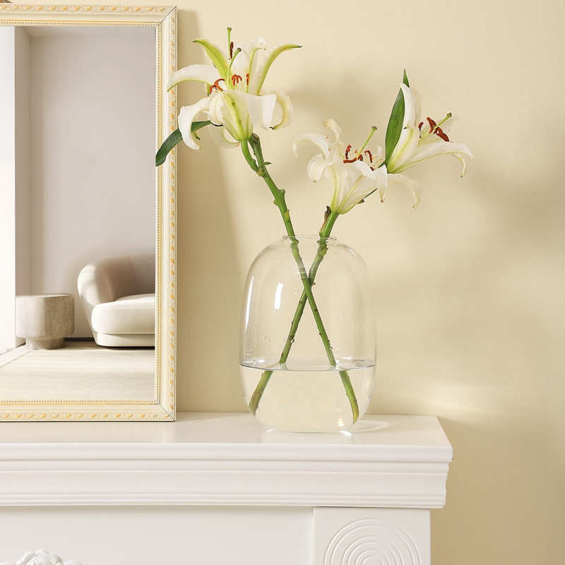 Vase de table en verre Narron, Blanc