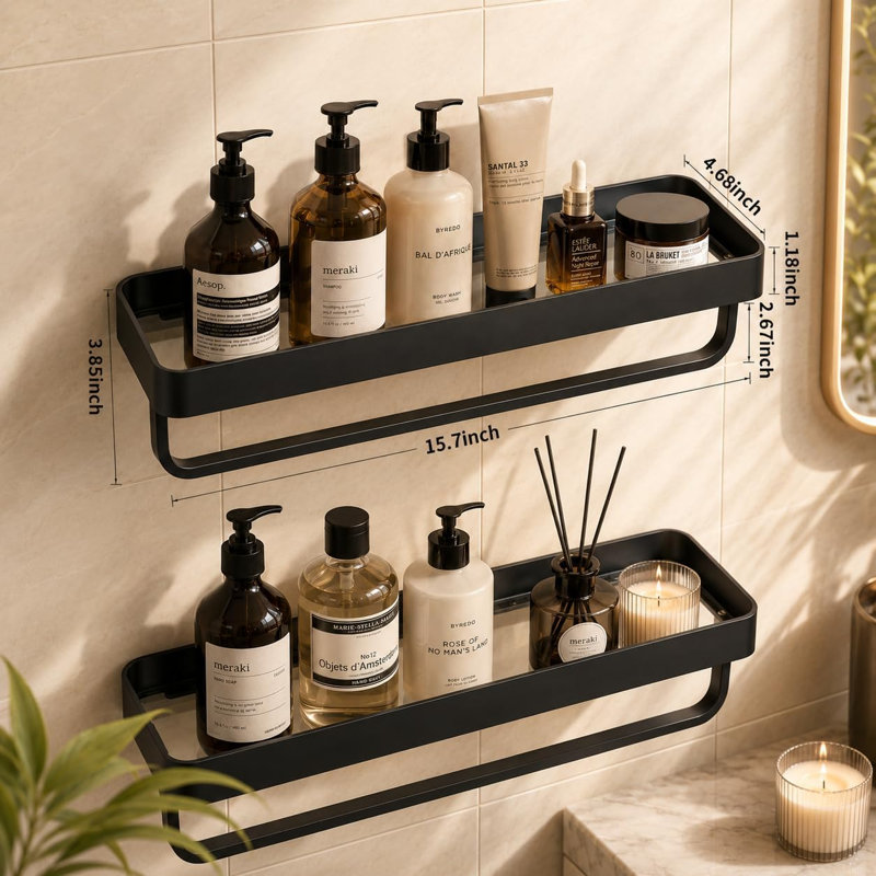 Étagère de salle de bain Étagère de salle de bain avec tablettes en verre noir