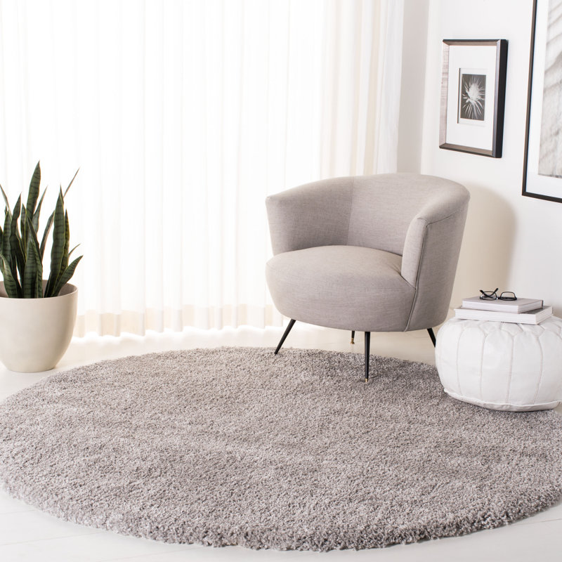 Chiles Royal Shag Performance Solid Color Rug, Round 6'7"