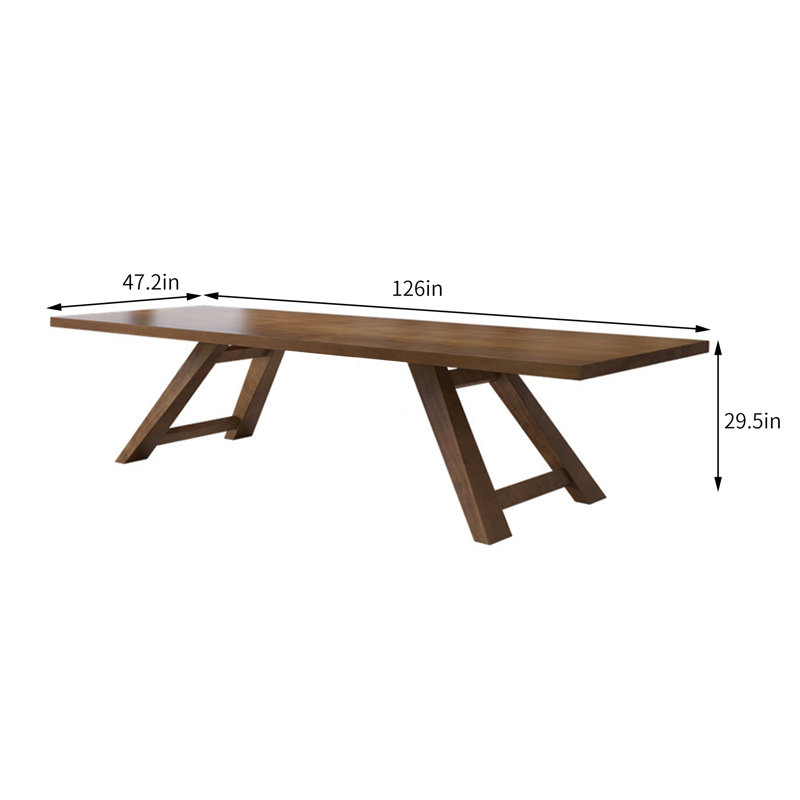 Table de conférence simple en bois massif brun-noisette, 29.5" H x 126" L x 47.2" W