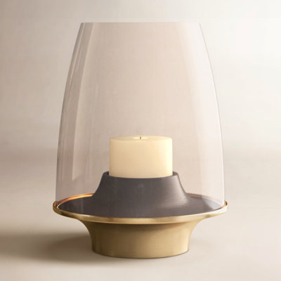 Iron Glass Hurricane Candle Holder