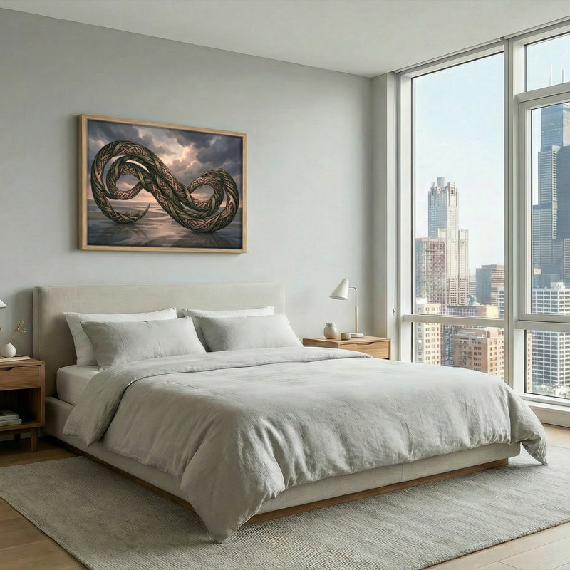 Ensemble de 1 tableau sur toile à motif de nœud celtique, H 18 po x l 24 po, Natural