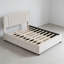 Grand lit plateforme tapissier avec 2 tiroirs et 1 lit gigogne simple TG, tête de lit classique, beige-1203183313-1203183316