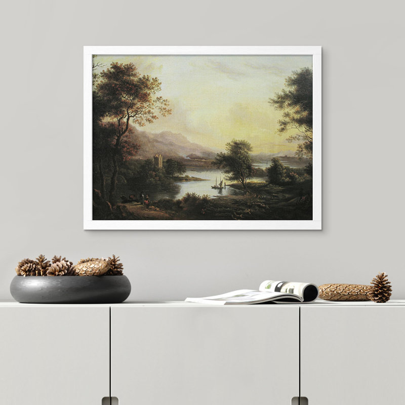 " Mountain Range Countryside Forest Lake ", White, 11" H x 14" W