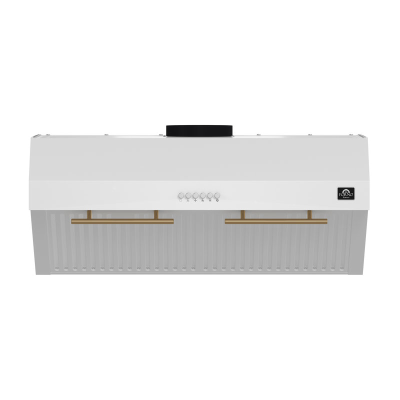 Bari Espresso 30" Under Cabinet 400CFM Range Hood, with additional Brass Filter Handles, White