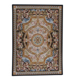 Wool Oriental Area Rug in Black/Camel