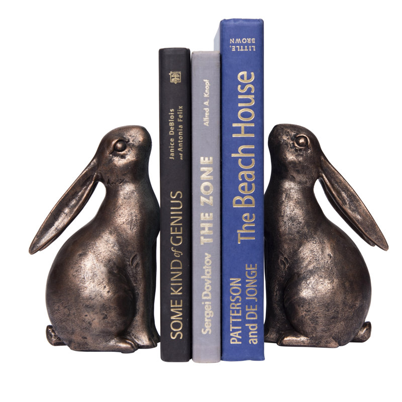 Serre-livres en résine en forme de lapin, Brun