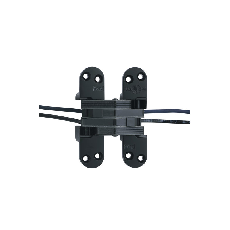 Charnière de porte simple invisible / dissimulée à transfert de puissance H 4,63 po x l 1,13 po, Enrobage noir