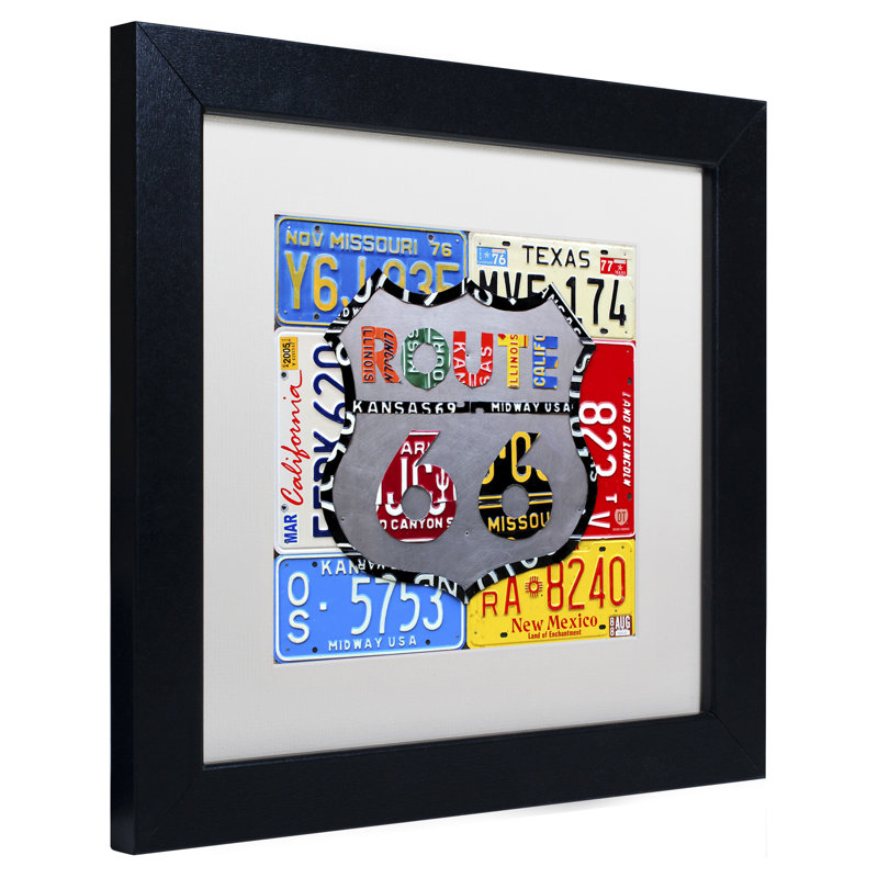 « route 66 », impression encadrée sur toile encadrée, H 11 po x l 11 po x P 0,5 po, Blanc