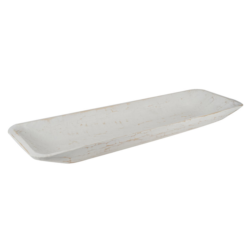Assiette décorative rustique en bois Grisby, Blanc