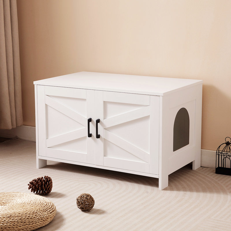 Enceinte de litière polyvalente pour chat avec porte cachée et fonctions multiples