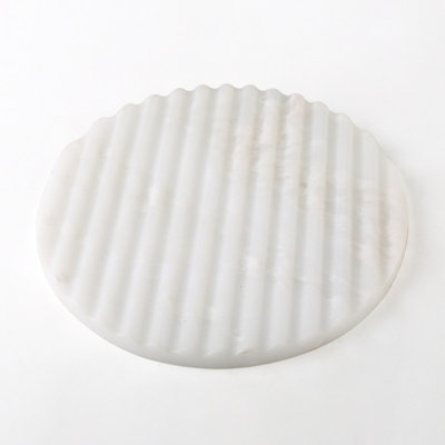 Guein Round Natural Marble Tray,Namib Bianco