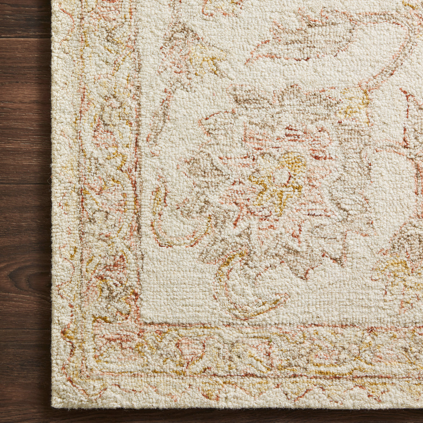 Aden Ivory Blush Hand-Hooked Wool Oriental Rug, Rectangle 2'3" x 3'9"