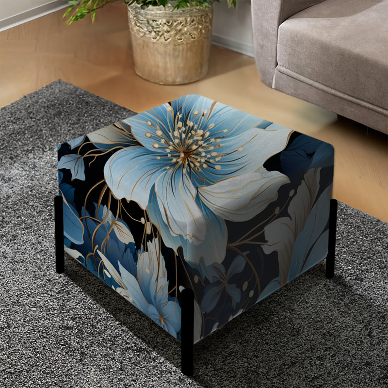 Motif de rêve floral bleu et blanc - repose-pieds carré floral