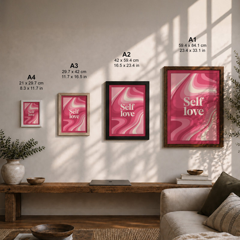 Self Love Minimalist - Framed Print, A2 - 59.4 x 42.0 cm, White