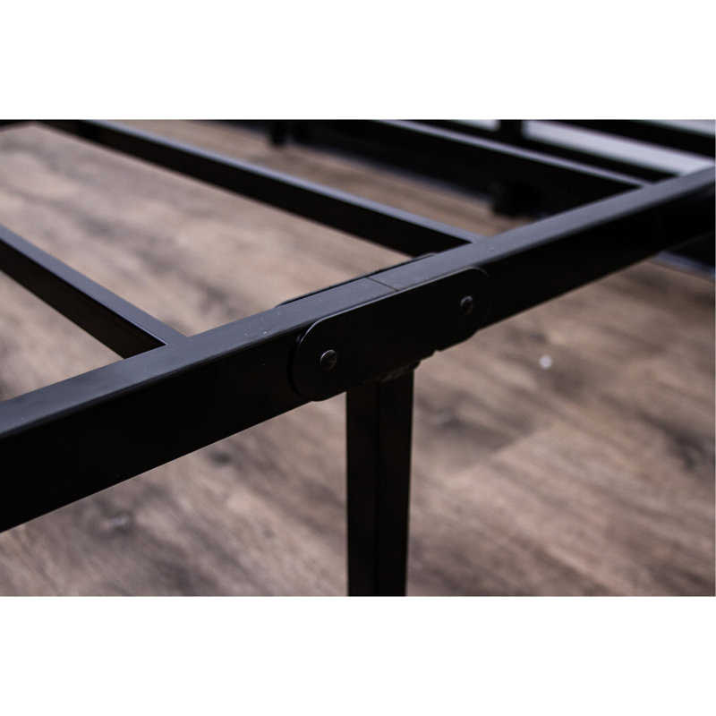 Heavy - Duty Modern Queen Black Steel Platform Bed With Frame And Clean Edges, Great For Storage Foundation, Strong Frame, Simple Under