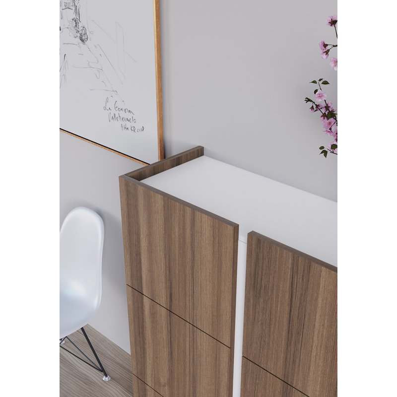 24 Pair Shoe Storage Cabinet, Noyer/White