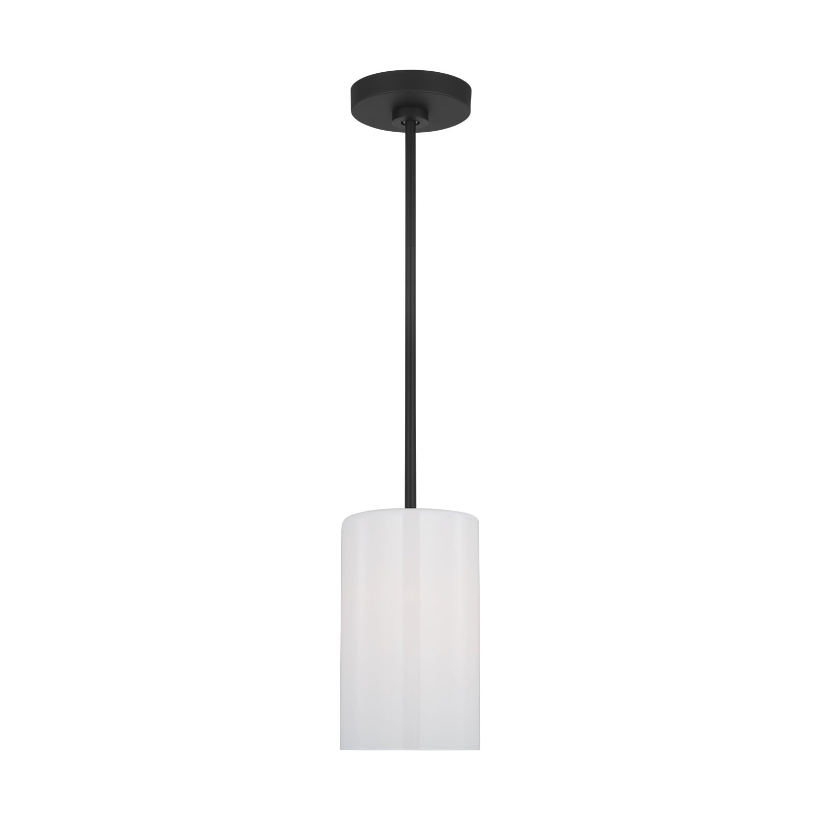 Single Light Glass Dimmable Pendant, Matte Black, No