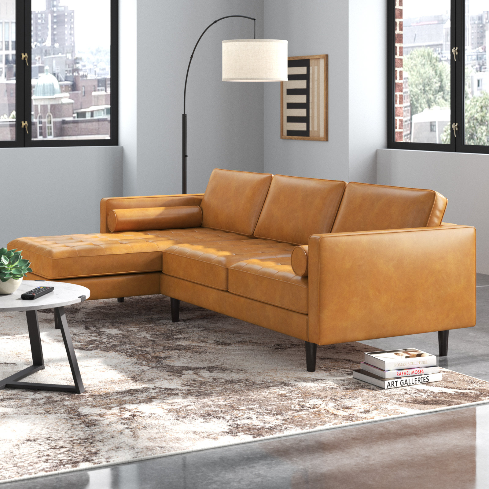Wade Logan 105 Wide Faux Leather Sofa & Chaise Wayfair Canada