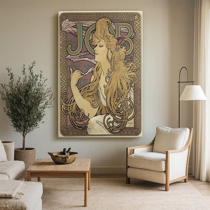 Job - Toile tendue avec châssis par Alphonse Mucha, 32 x 48